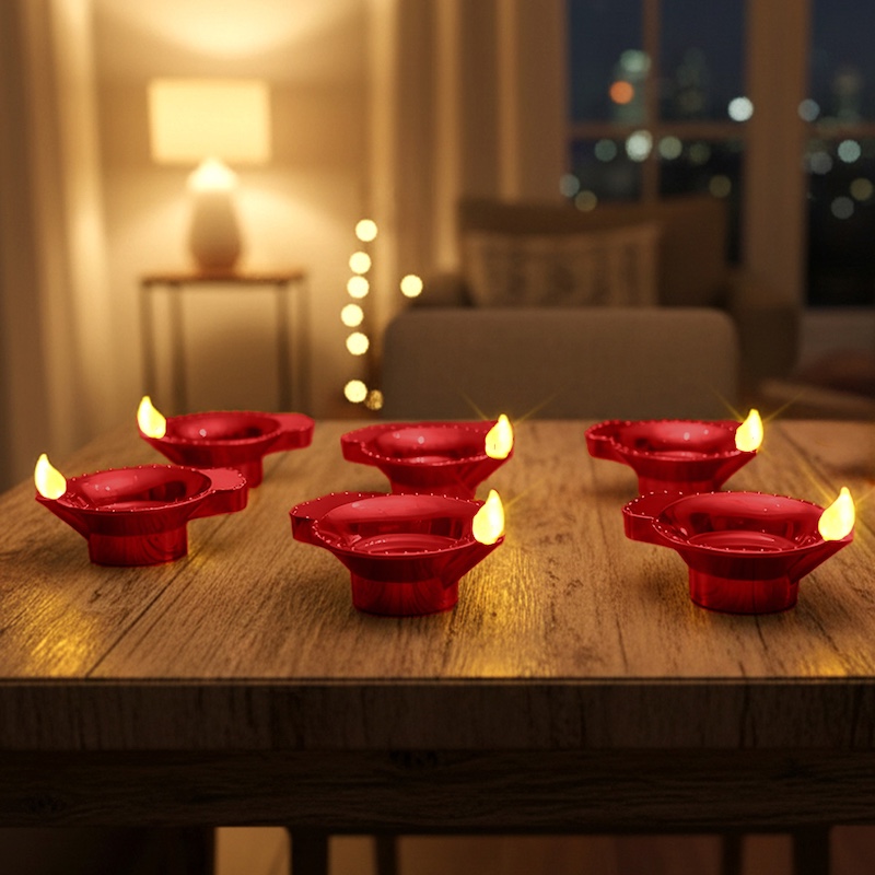 ZAYO LED DIYA PACK OF 6 BATTERY RED