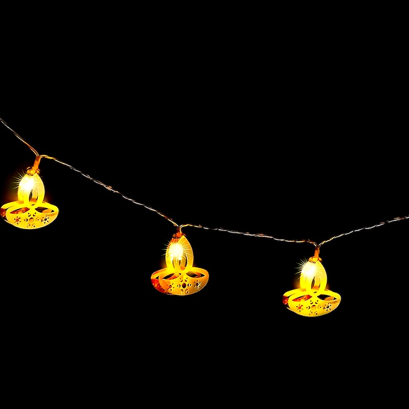 ZAYO LED GOLDEN DIYA STRING LIGHT BATTERY