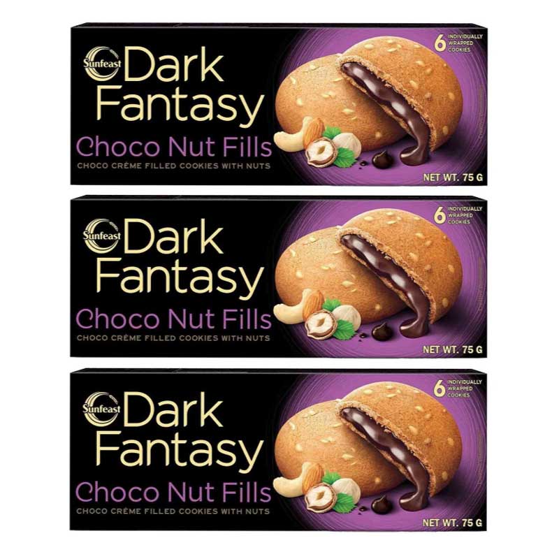 SUNFEAST DARK FNTSY CHOCO NUT FILLS 3x75GM