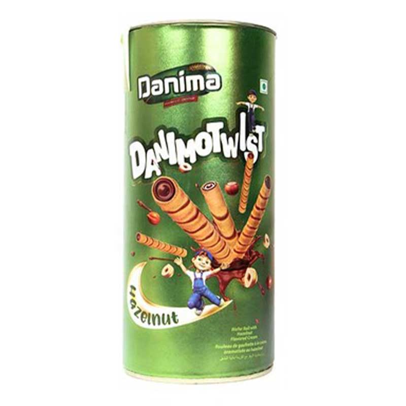 DANIMA TWIST HAZELNUT WAFFER ROLL 200GM