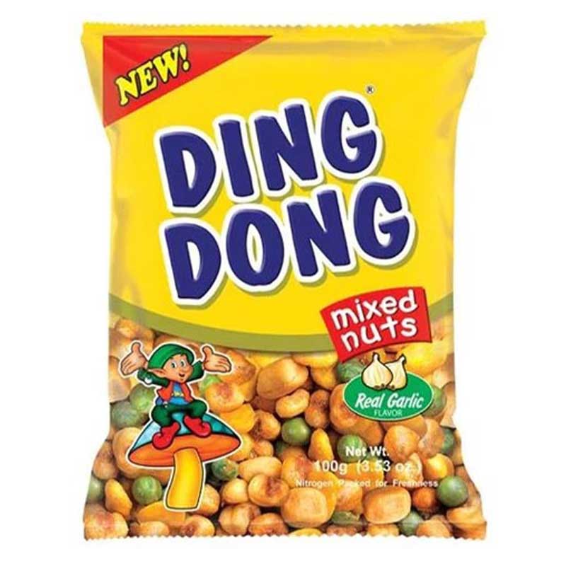 DING DONG MIXED NUTS REAL GARLIC FLV YELLOW 100GM
