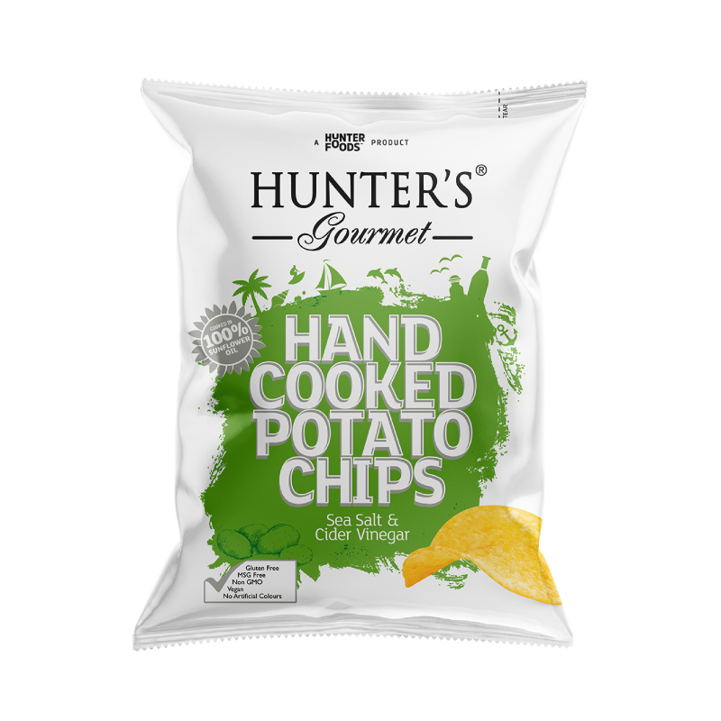 HUNTERS POTATO CHIPS SEA SALT &amp; CIDER VNGR 125GM