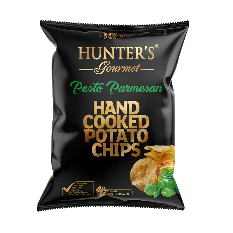 HUNTERS POTATO CHIPS PESTO PARMESAN 125GM