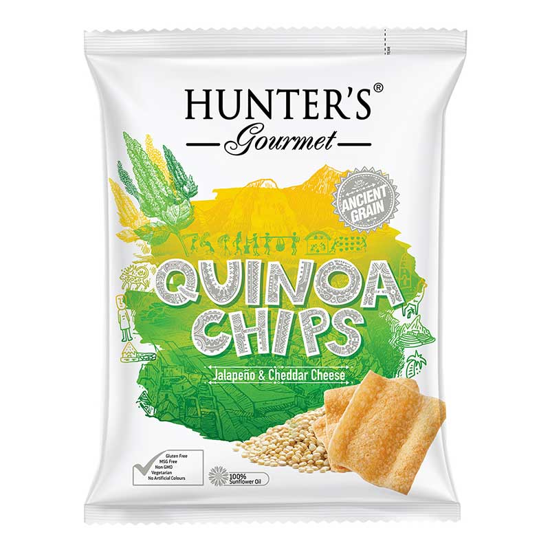 HUNTERS QUINOA CHIPS JLPNO &amp; CHDR 75GM