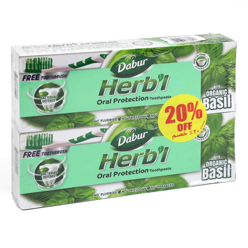 DABUR HRBL TP BASIL 2PK+TB FREE