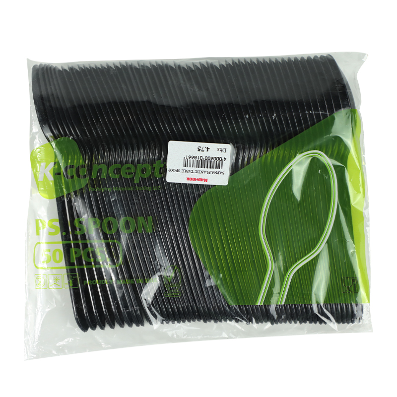 SAPNA PLASTIC TABLE SPOON BLACK 50PC