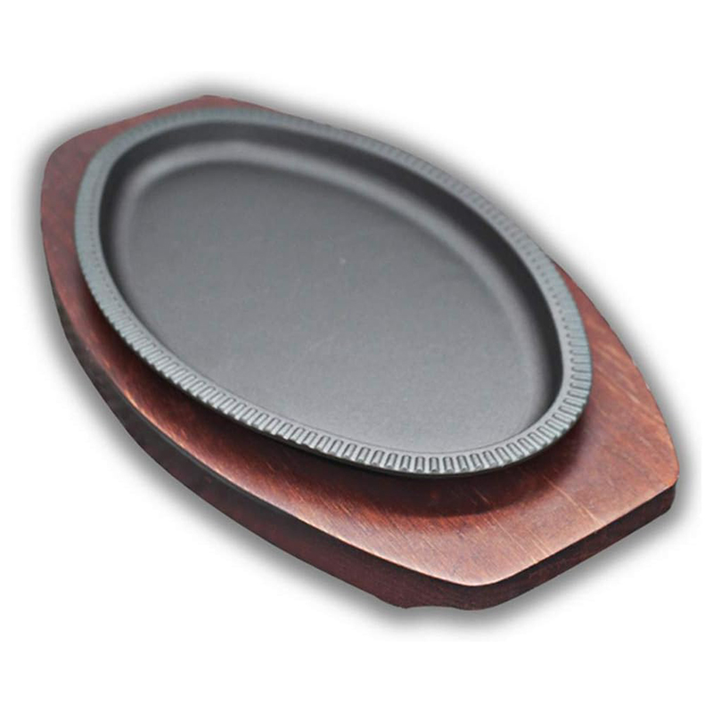 OVAL SIZZLER TRAY SMALL WITH HOLDER 24X14CM