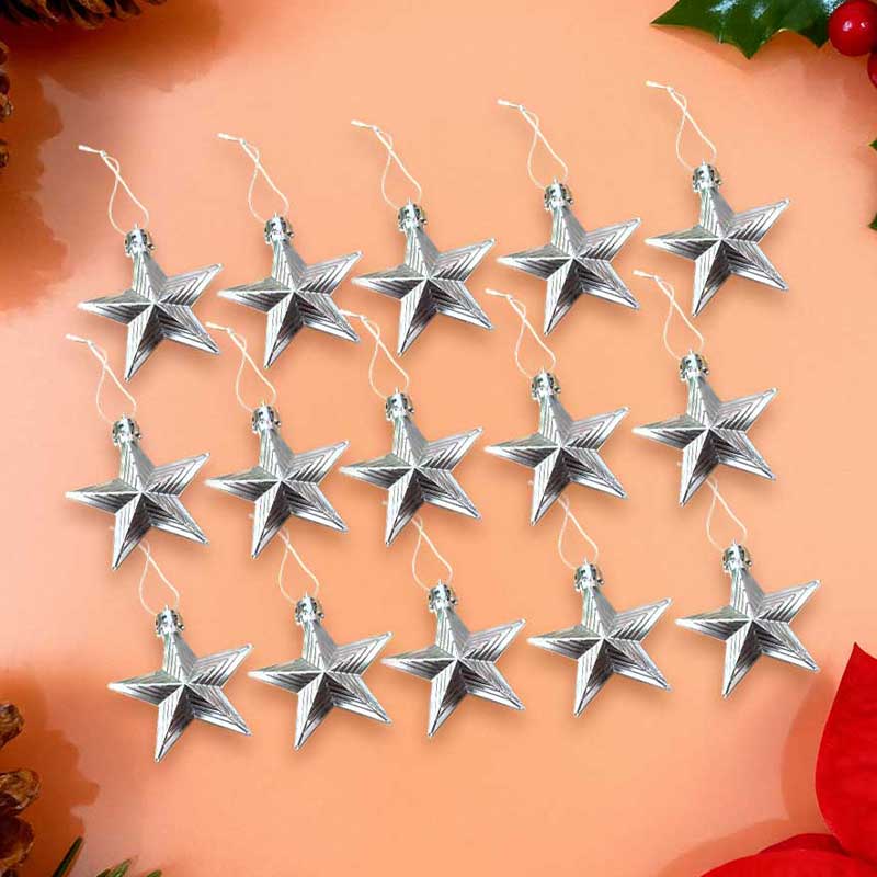 CHRISTMAS STAR DECORATION SILVER 6CM
