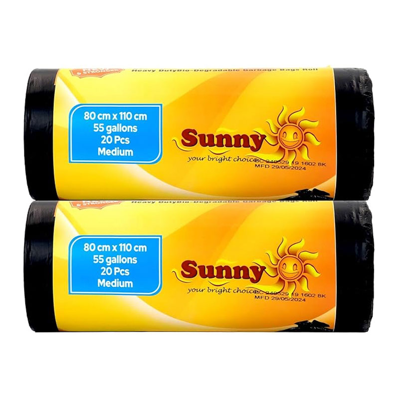 SUNNY BLACK GARBAGE BAGS 80X110CMS M ROLL 2X20PCS