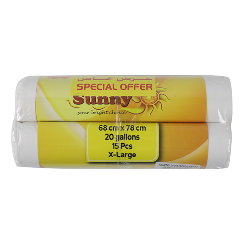 SUNNY WHITE TRASH BAG 68X78CMS XL ROLL 2X15PC