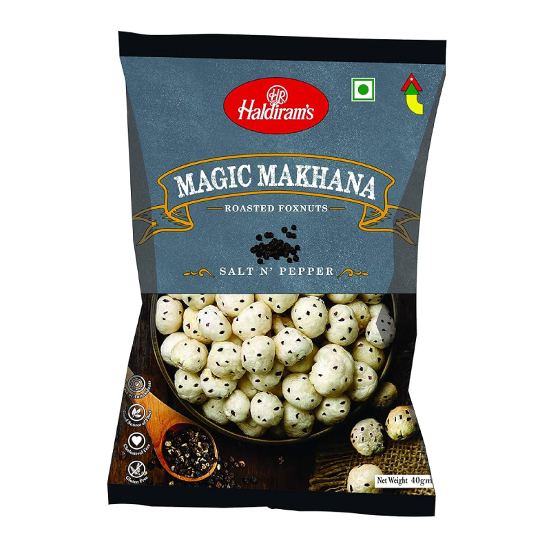 HALDIRAMS ROASTED FOXNUTS SALT N PEPPER 30GM