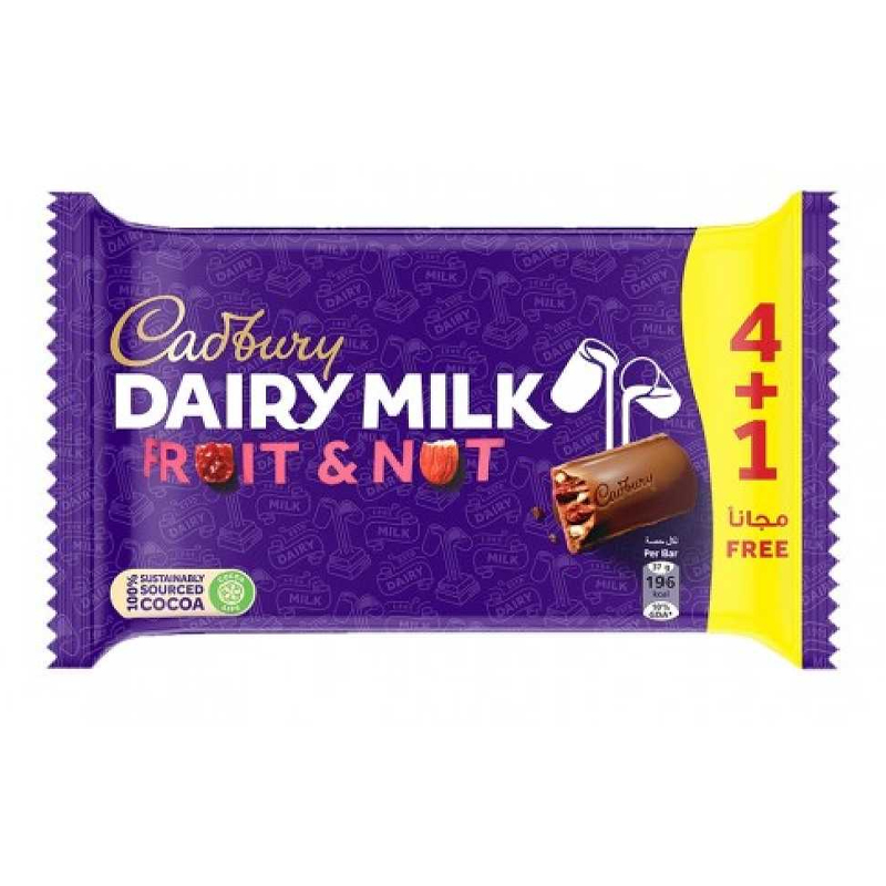 CADBURY FRUIT&amp;NUT 4+1x35GM