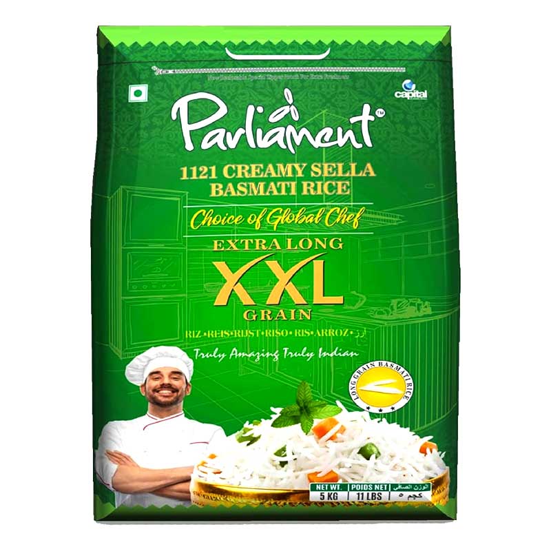 PARLIAMENT CREAMY SELLA BASMATI RICE 5KG/11LBS