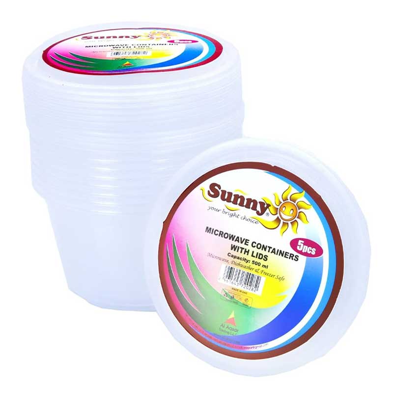 SUNNY MICORWAVE CONTAINERS W/LIDS RT 500ML 5S