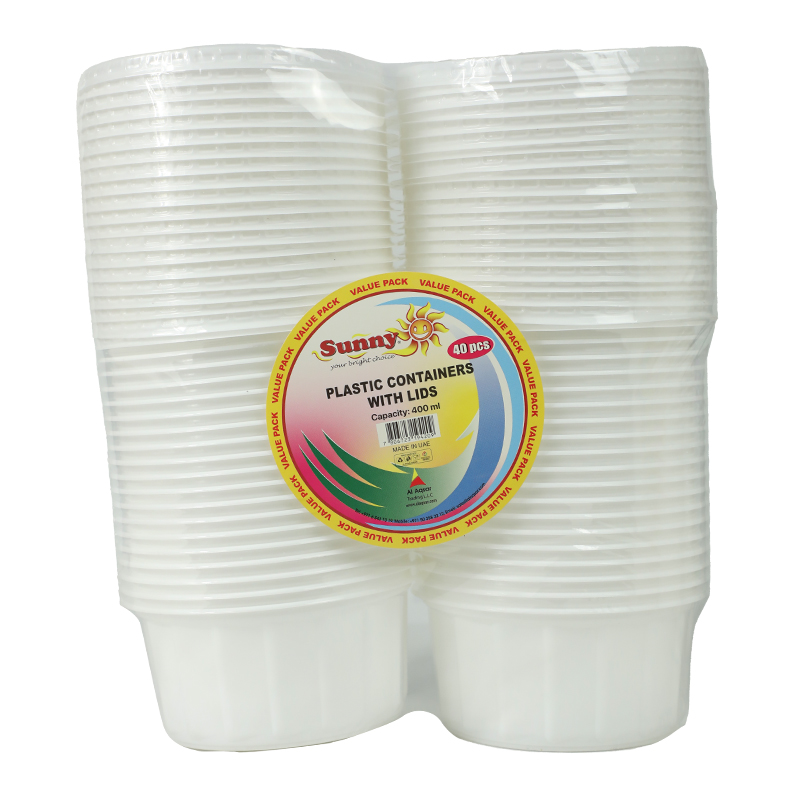 SUNNY PLASTIC CONTAINERS W/LIDS 2X400ML
