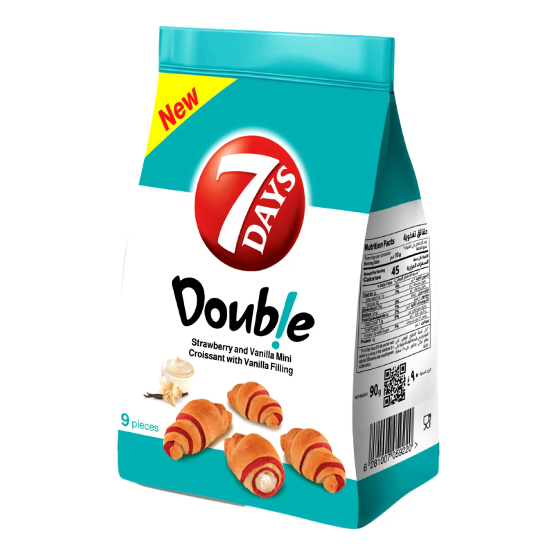 7DAYS DBL MINI CROISSANT STRBY/VANILLA90GM