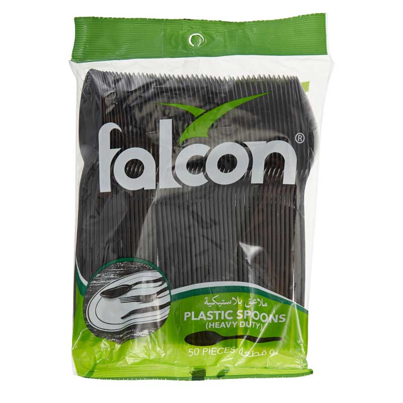 FALCON HD PLASTIC SPOON BLACK 50 PCS