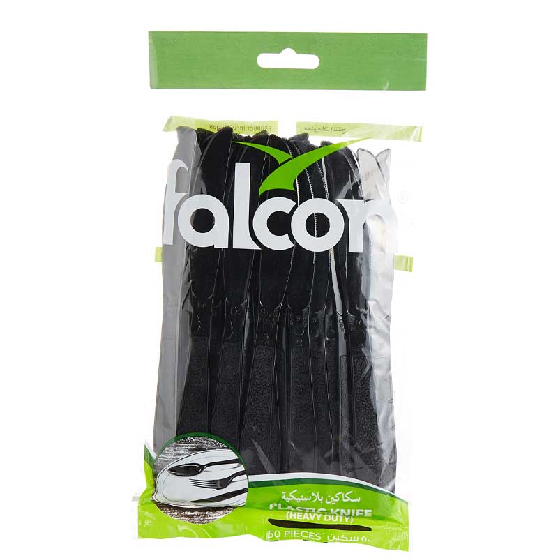FALCON HD PLASTIC KNIFE BLACK 50 PCS