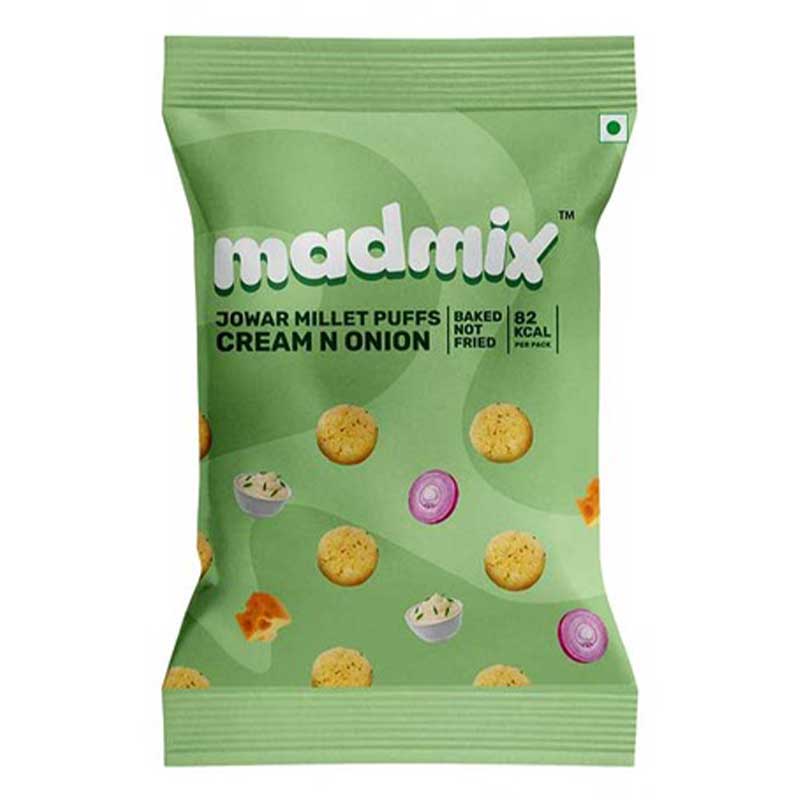 MADMIX JOWAR MILLET PUFFS CREAM N ONION 25GM