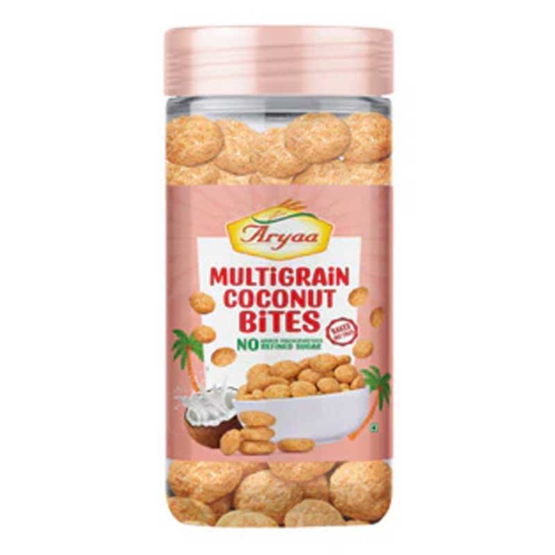 AARYAA MULTIGRAIN COCONUT BITES JAR 90GM