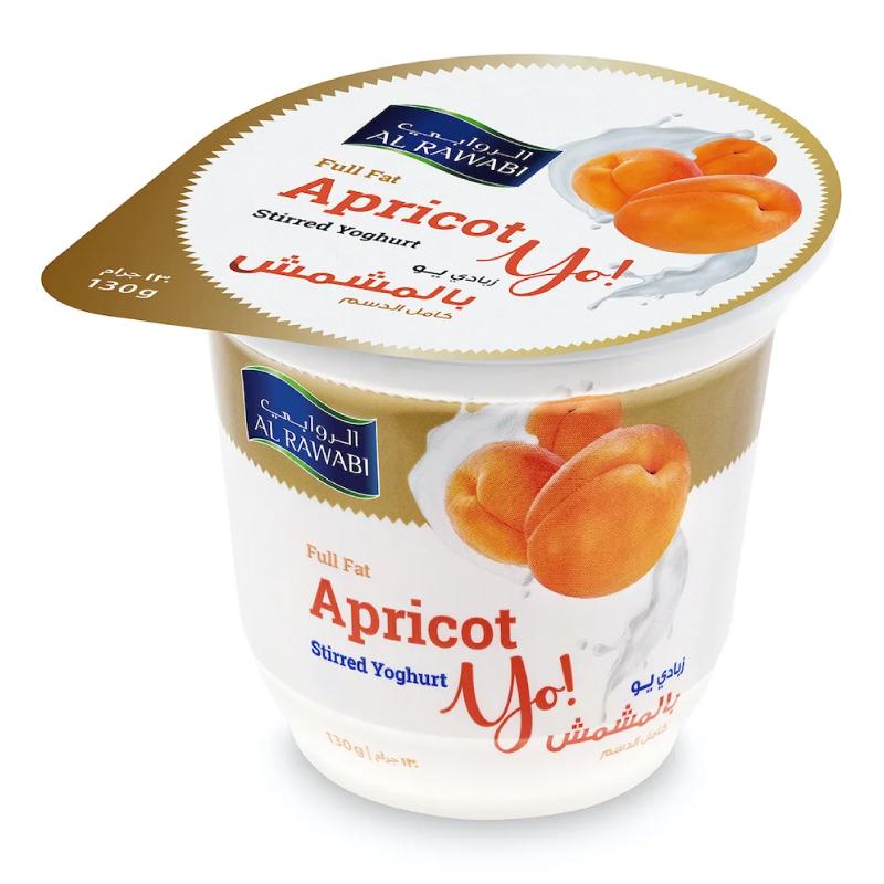 AL RAWABI SINGLE POT YOGHURT  APRICOT 130GM