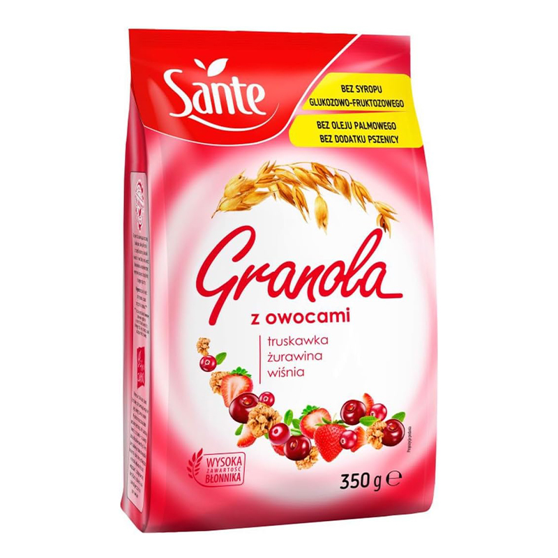 SANTE GRANOLA W/CRAN RASP STRW 350GM