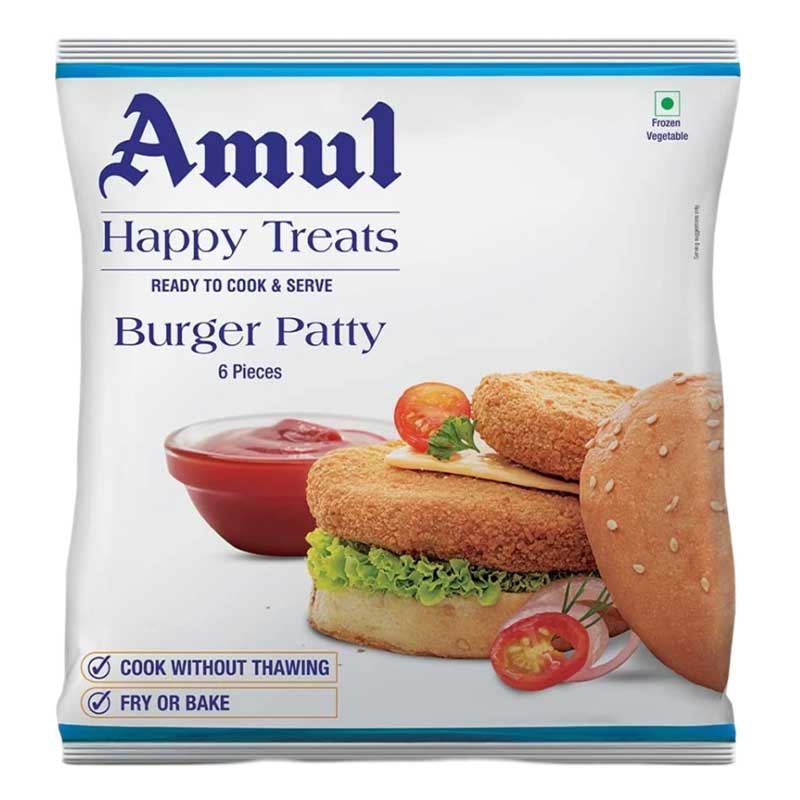 AMUL HAPPY TREATS VEGBURGER PATTY 360GM