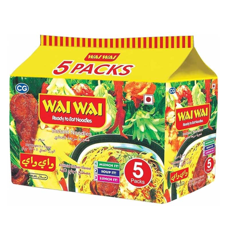 WAI WAI NOODLES PKT CHICKEN 5X75GM