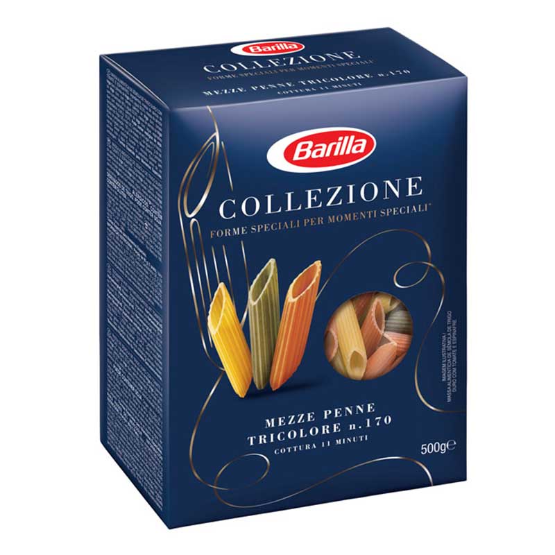 BARILLA MEZZE PENNE TRICOLOR 500GM