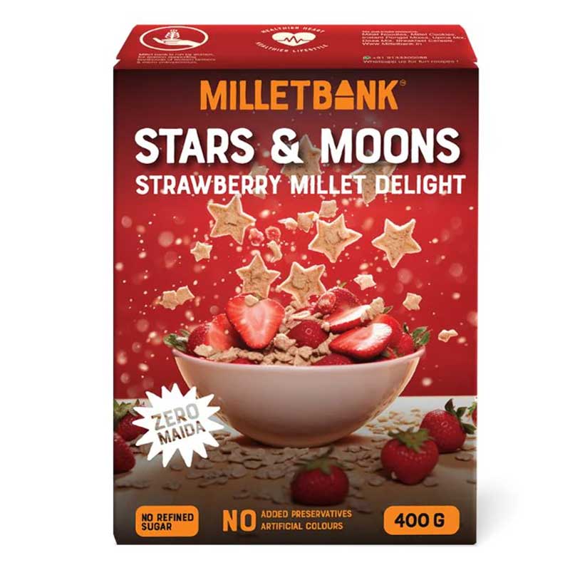MILLET BANK STARS &amp; MOONS (STRAWBERRY) CEREAL 400GM