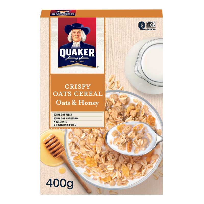 QUAKER CEREAL OATS &amp; HONEY 400GM