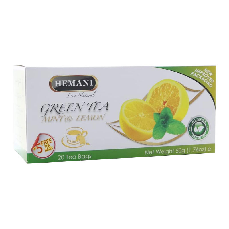 HEMANI MINT &amp; LEMON GREEN TEA 50GM