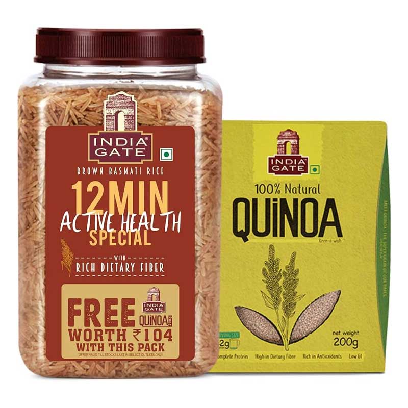 INDIA GATE BROWN BASMATI RICE 1KG + QUINOQ 200GM