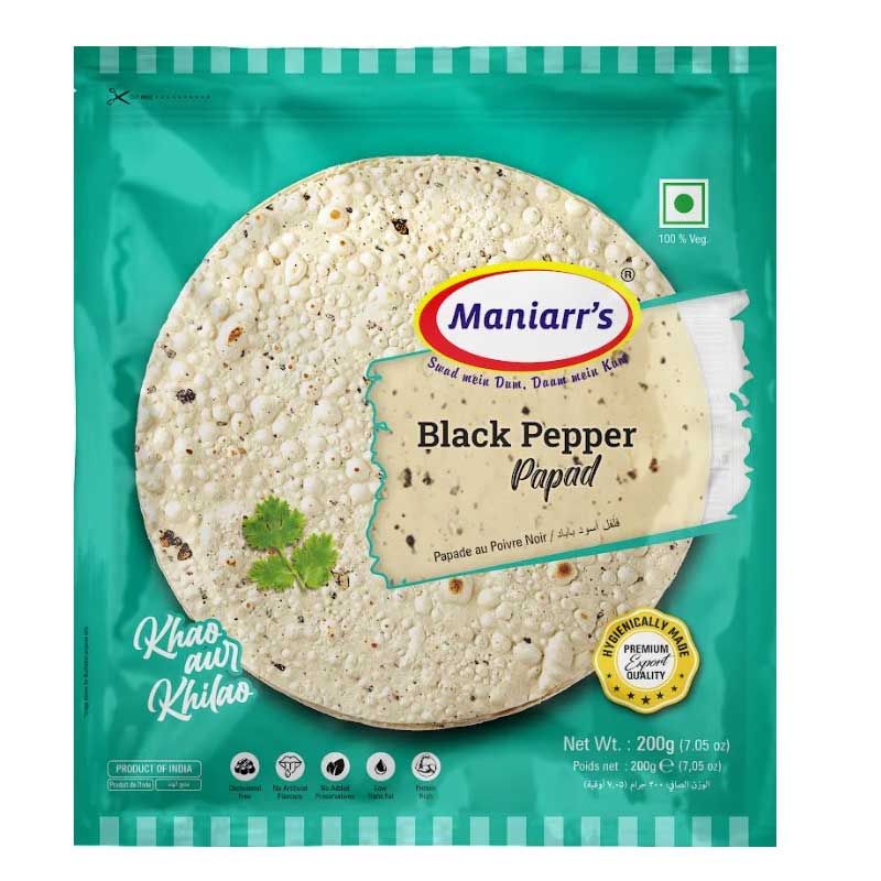 MANIARRS BLACK PEPPER PAPAD 200GM