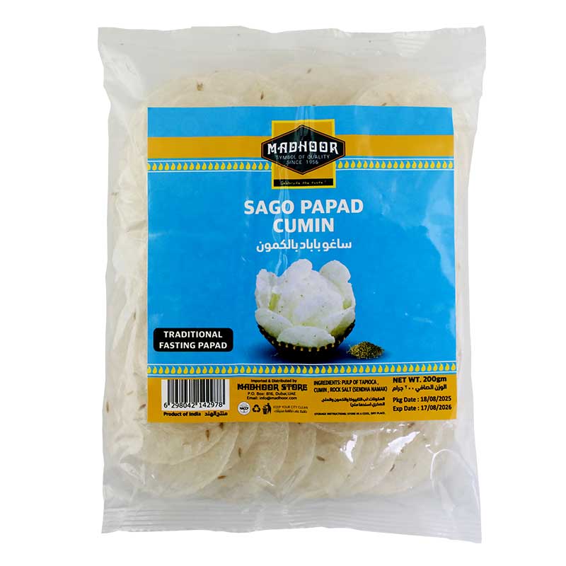 MADHOOR TRADITIONAL SAGO PAPAD CUMIN 200GM