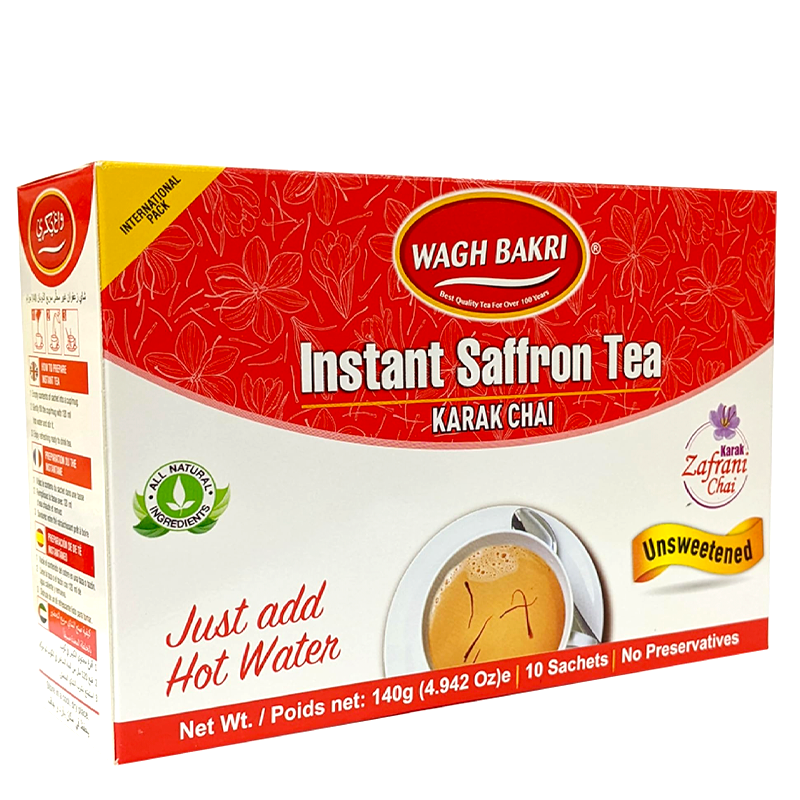 WAGH BAKRI UNSWEETENED SAFFRON INST TEA PREMIX 140GM
