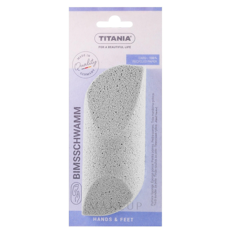 TITANIA PUMICE SPONGE HAND/FEET HANDY SHAPED ON SKIN CARD