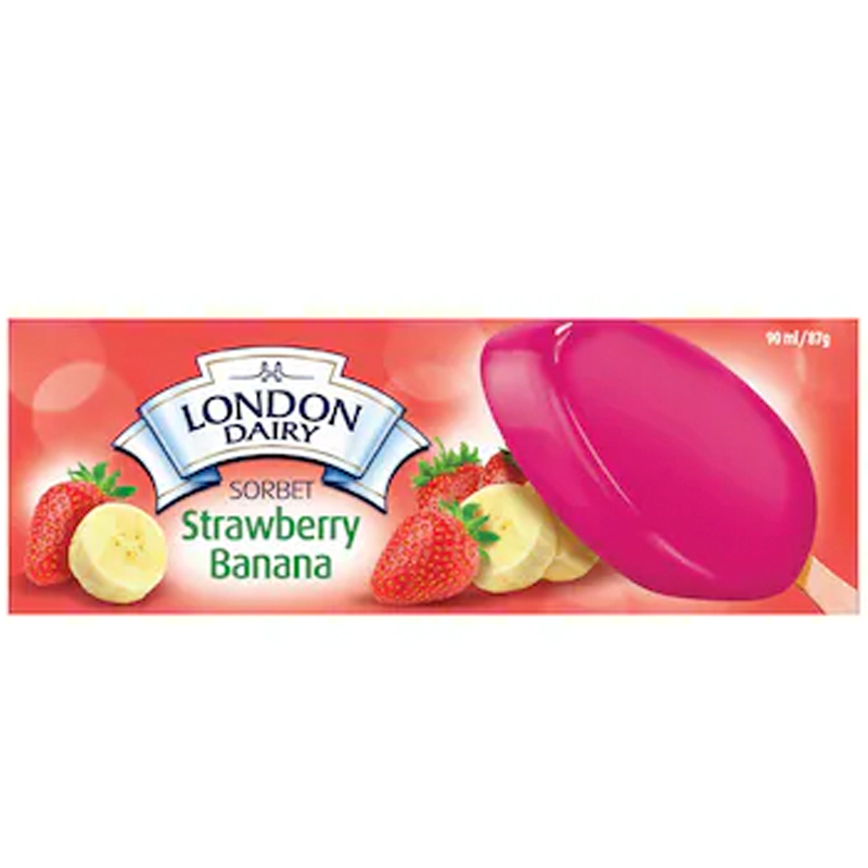 LONDON DAIRY STRAWBERRY BANANA SORBET STICK 90ML