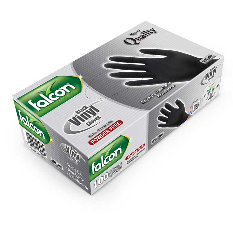 FALCON VINYL GLOVES (M)POWDER FREE