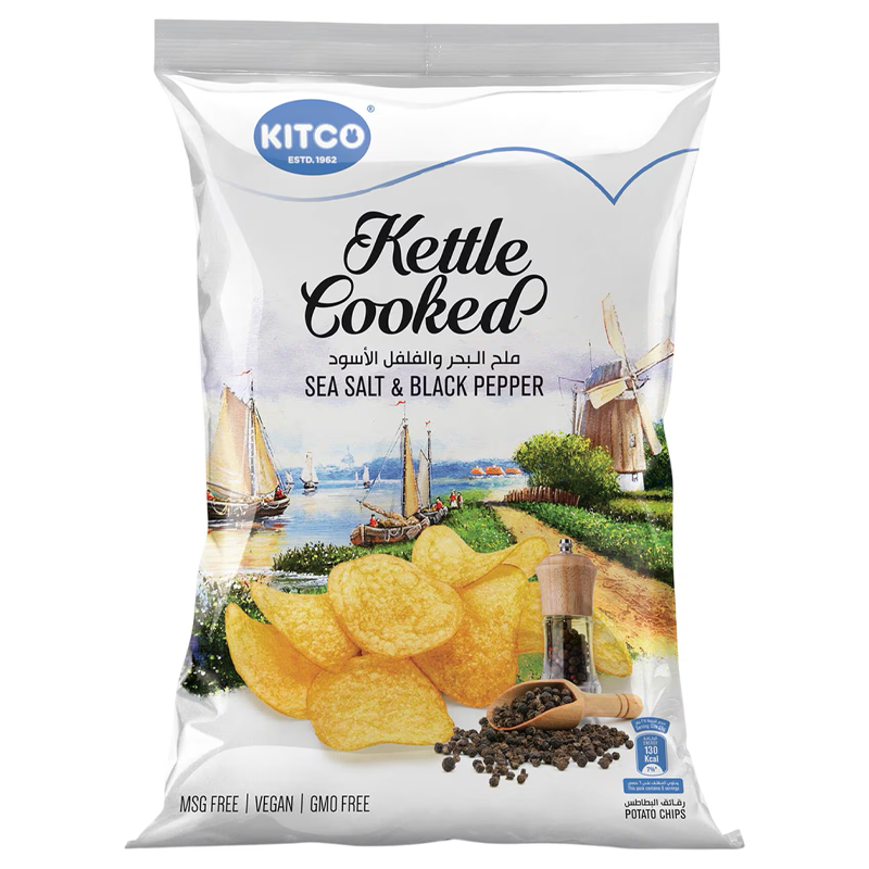 KITCO JUST KETTLE COOKED SEA SALT &amp; BLACK PEPPER 125GM