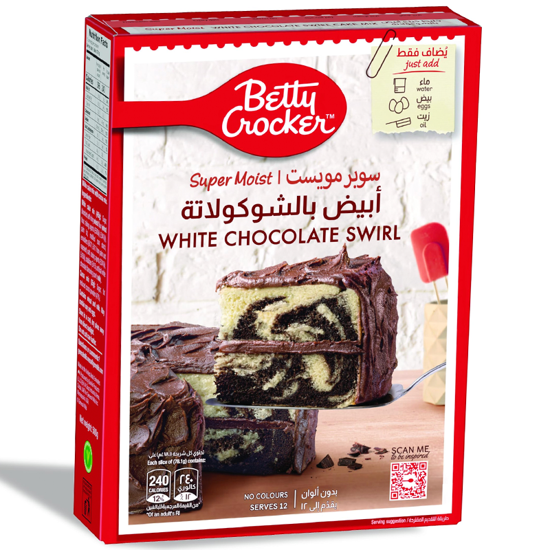 BETTY CROCKER SUPERMOIST WHITE CHOCOLATE SWIRL CAKE 500G