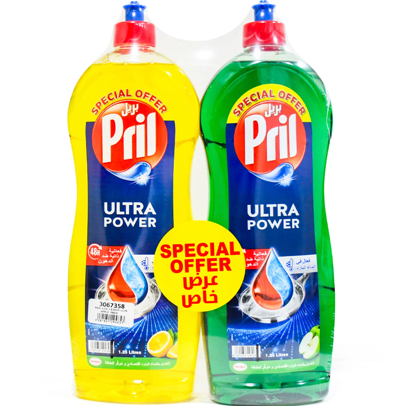 PRIL DISHWASH LEMON/APPLE GREEN 2X1.25LTR