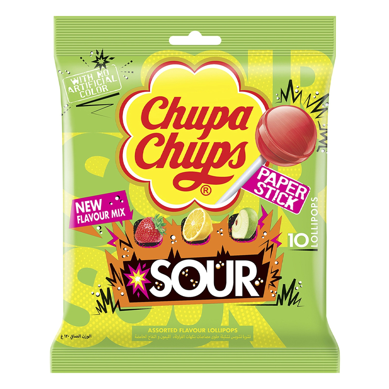 CHUPA CHUPS LOLLIPOP SOUR 10PCS
