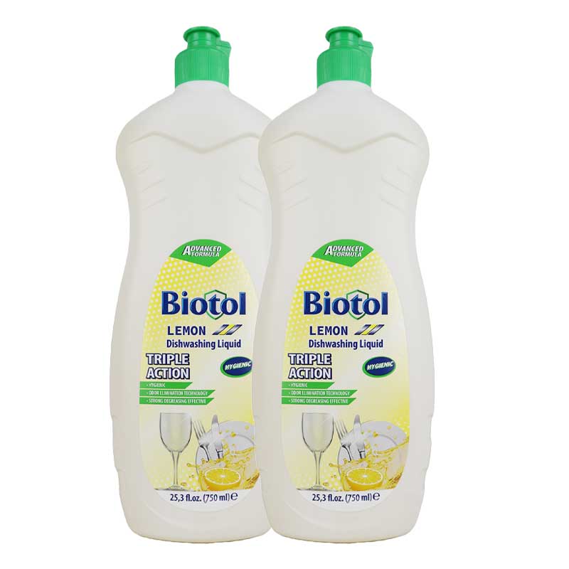 BIOTOL DISHWASH LIQUID LEMON 2x750ML