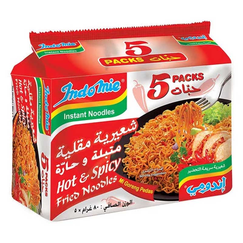 INDOMIE NOODLES HOT&amp;SPICY  5x80GM
