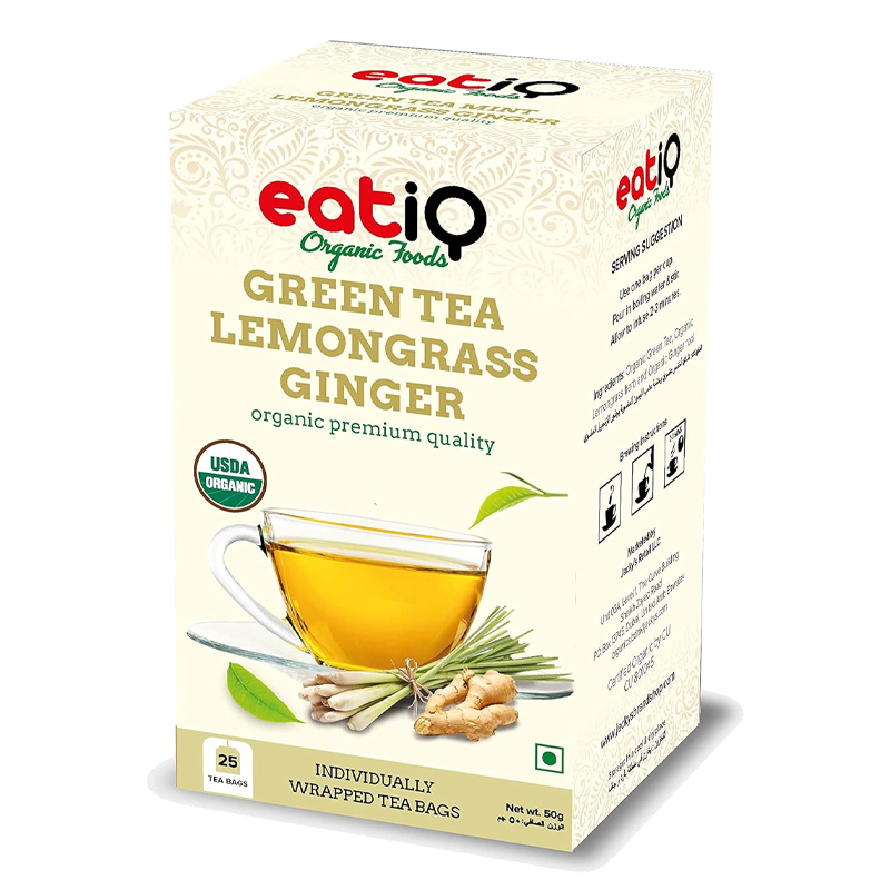 EATIQ ORGANIC  GREEN TEA LEMONGRASS GINGER 50GM