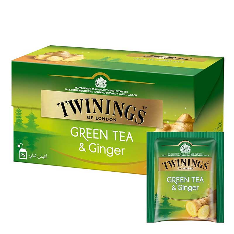 TWININGS GREEN TEA &amp; GINGER 25 SAC