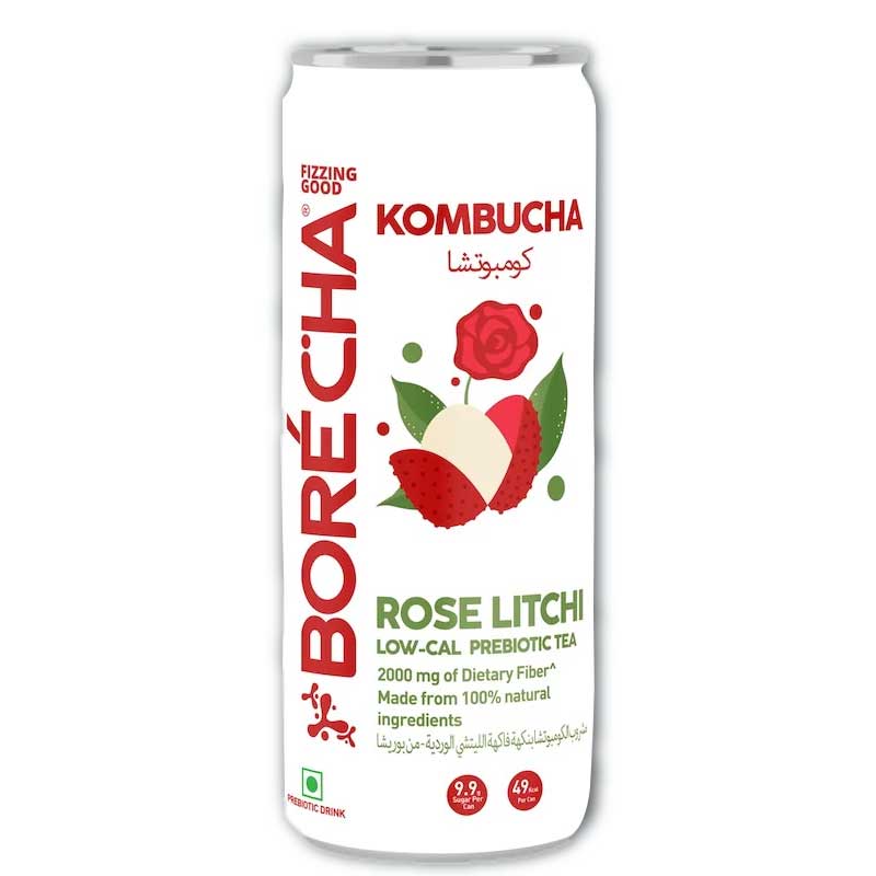 BORÉCHA KOMBUCHA ROSE LITCHI LOW-CAL PREBIOTIC TEA 330 ML