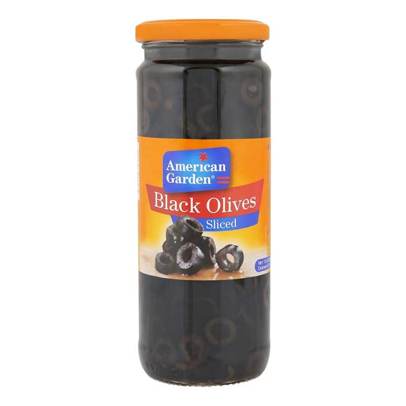 AMERICAN GARDEN OLIVES BLACK SLICED 450GM