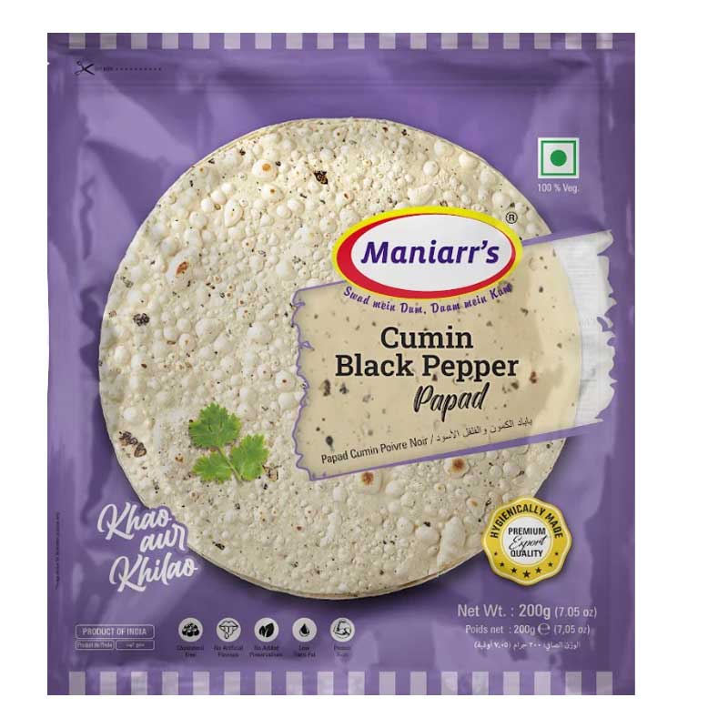 MANIARRS CUMIN BLACK PEPPER PAPAD 200GM
